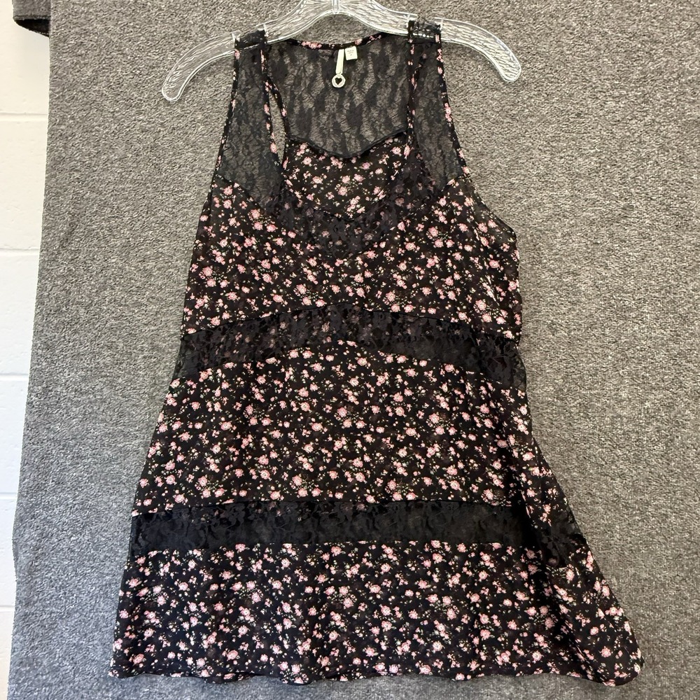 Women's Whimsygoth Floral Lace Boho Sleeveless Tank Top Sz Medium Fairycore